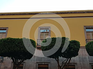 exterior facade of an old house in the downtown area of Queretaro