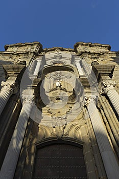 Exterior facade of San Mateo catholic church in the town of Tarifa Spain photo