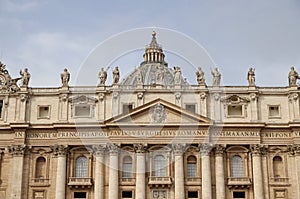 Exterior facade of St. Peter's Basilica, Rome, Italy