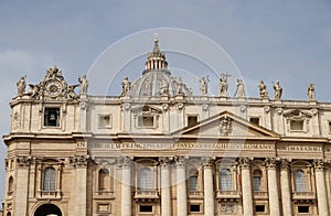 Exterior facade of St. Peter's Basilica, Rome, Italy