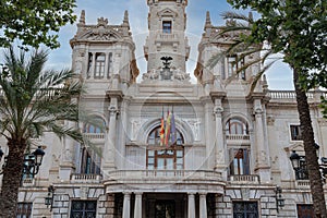 Exterior Facade of Valencia City Hall Building, Ajuntament de Valencia, Spain