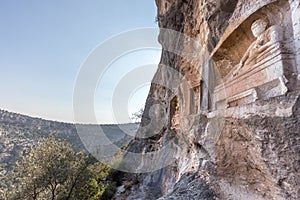 Exterior facade view of Adamkayalar or man rocks