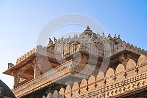 Exterior facades roofs of Jain Ranakpur Temple stone carving, Udaipur, Rajasthan, India , Udaipur, Rajasthan, India