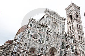 Exterior of Florence Cathedral and Giottos Campanile architecture in Italy photo
