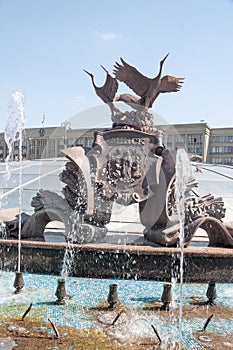 Exterior of fountain on Independance Square, Minsk