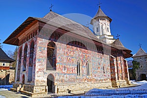 Exterior frescoes on Moldovita church walls