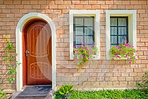 Exterior and Front Door of a Beautiful Old House