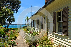 Exterior and garden of the Treaty House, Waitangi, New Zealand