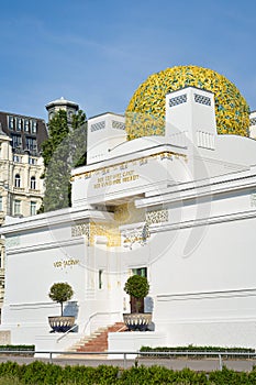 Exterior of Golden dome of Vienna Secession building. August 2018