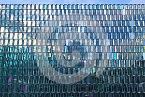 Exterior of Harpa concert hall in Reykjavik, Iceland