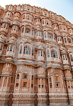 Exterior of the Hawa Mahal, Palace of Winds in Jaipur, Rajasthan, India