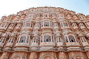Exterior of the Hawa Mahal, Palace of Winds in Jaipur, Rajasthan, India