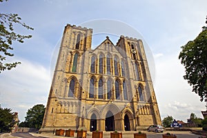 Exterior of an historic Ripon Cathedral in North Yorkshire, England.