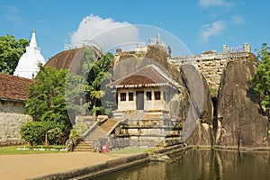 Exterior of the Isurumuniya rock temple in Anuradhapura, Sri Lanka.