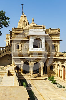 Exterior of the Jain temple Amar Sagar in the Jaisalmer area, Rajasthan, India