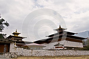 Exterior of Kyichu Lhakhang, a seventh-century Buddhist monastery revered as one of the most important sites of worship in Bhutan