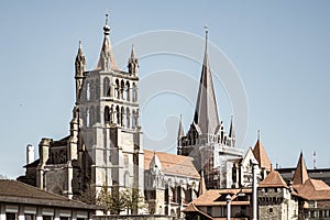 Exterior of the La Cathedrale in Lausanne, Switzerland