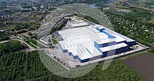 The exterior of a large modern production plant or factory, industrial exterior, modern production exterior