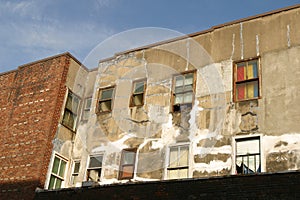 Exterior of a low income rental building