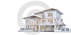 Exterior luxury house.Classic style on white background.Concept for real estate sale or property investment