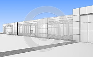 Exterior mall, exterior visualization, 3D illustration