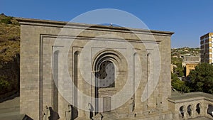 Exterior of medieval Mesrop Mashtots institute of ancient manuscripts in Armenia