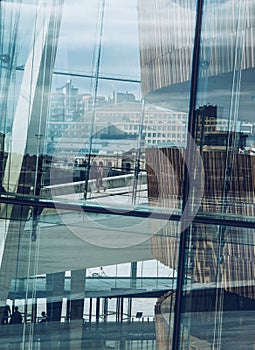 Exterior of modern building of Oslo opera house, Norway