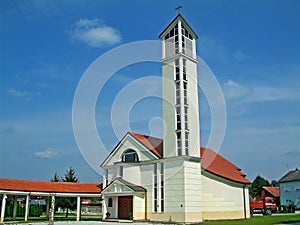 Exterior of a modern church in Podbrest Croatia / Crkva Majke BoÃÂ¾je Kraljice, Podbrest Hrvatska