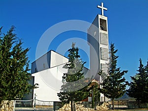 Exterior of a modern church of St. Joseph, Zmijavci Croatia / Crkva Sv. Josipa, Zmijavci Hrvatska