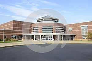 Exterior of a modern high school building