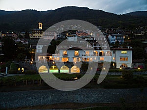 Exterior of a modern house in the night