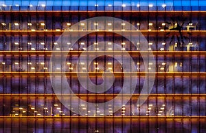 Exterior modern office building with clock