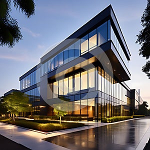 exterior of a modern office building - sleek and contemporary architectural design