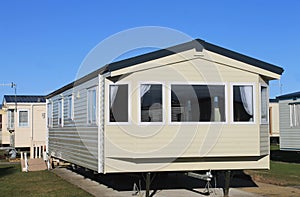 Exterior of modern static caravan