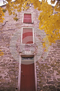 Exterior of Moravian Grist Mill in Autumn, New Jersey
