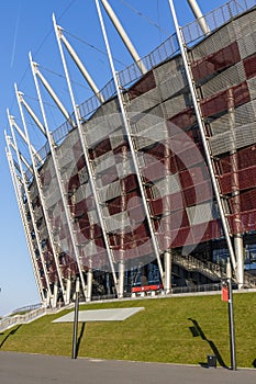 Exterior of the National Stadium Stadion Narodowy in Warsaw, Poland