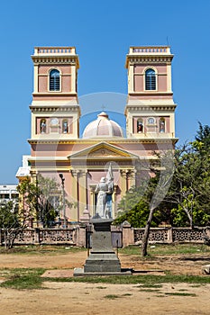 Exterior of the Notre Dame de Agnes cathedral in Puducherry Pondicherry, Tamil Nadu, South India, Asia photo