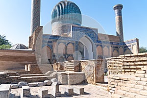 Exterior of the old ancient uzbek tomb - Amir Temur maqbarasi, GoÃ¢â¬Ëri Amir in Uzbekistan