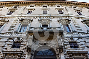 Exterior of an old city palace in the historical center of Perugia, Umbria, Italy