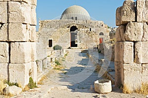 Exterior of the old Umayyad Palace at the roman citadel hill in Amman, Jordan.