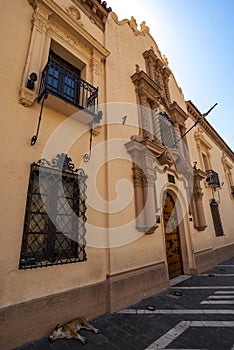 Exterior of an ornate Spanish colonial building in the historc center of Cordoba, Argentina photo