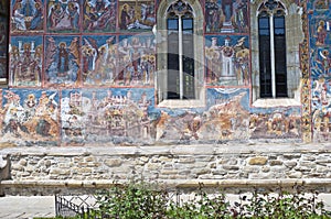 Exterior paintings on the southern wall of the church of the Moldovita monastery, Romania