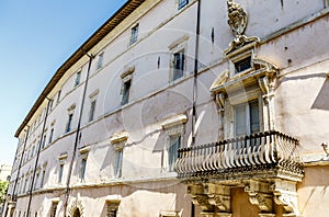 Exterior of Palazzo Vallemani city palace in Assisi, Umbria, Italy