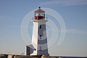 Exterior of Peggys Cove Lighthouse, Nova Scotia, Canada