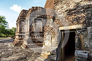 Exterior of the Rankoth Vehera, the largest Buddhist stupa and Nage House in Polonnaruwa, Sri Lanka, Asia