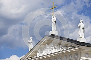 Exterior of the sculptures at the roof top of the Cathedral in Vilnius, Lithuania.