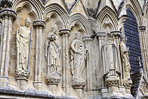 Exterior Sculptures of Salisbury Cathedral in Wiltshire, UK