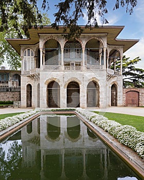 Facade of Baghdad Kiosk, or Bagdat Kosku, located at the Fourth Courtyard of Topkapi Palace, Istanbul, Turkey photo