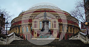 Exterior shot of the iconic Royal Albert Hall in Kensington, London, along Prince Consort Road