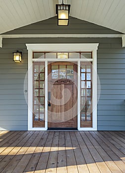 Exterior shot of a Wooden Front Door